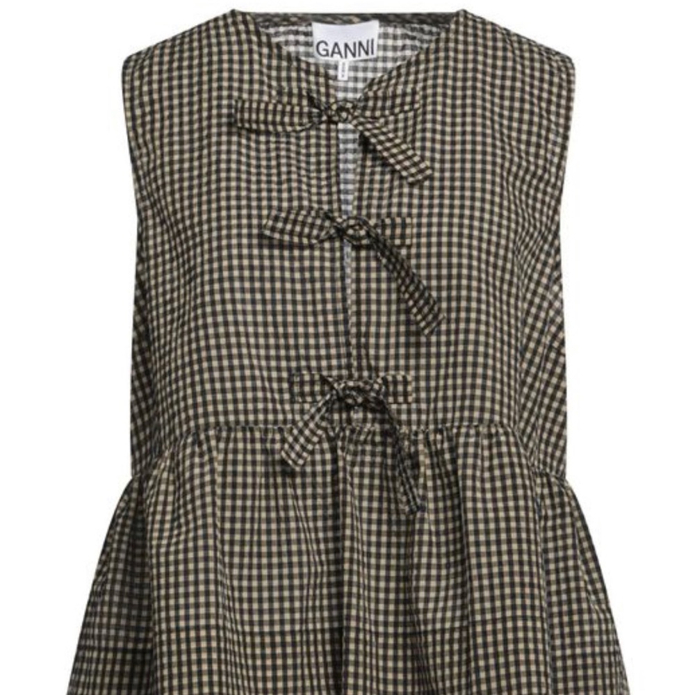 Ganni houndstooth tank blouse